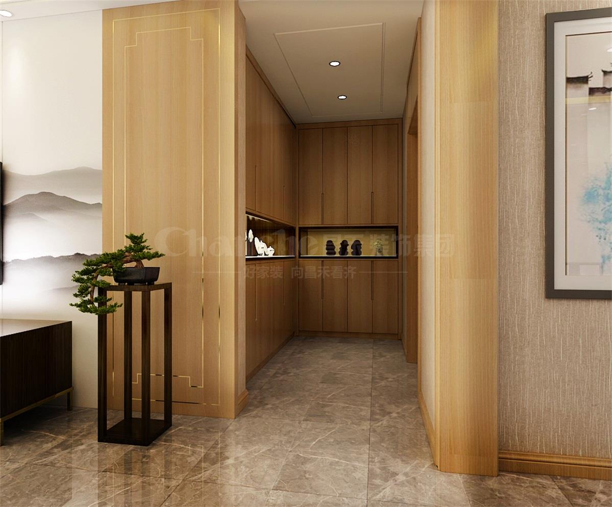 進門處的鞋柜，既滿足了屋主的生活習(xí)慣，又體現(xiàn)出對自然人文古意的喜好之情。